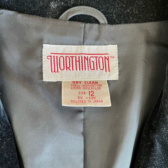 Worthington Velvet Blazer Women's Size 12 Black VIntage 80s Lined Classic Jacket - Picture 6 of 6
